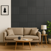 Panneau acoustique mural Akupanel moderne en bois massif, texture naturelle, élégant, minimaliste, durable, insonorisant, pour l'intérieur des hôtels