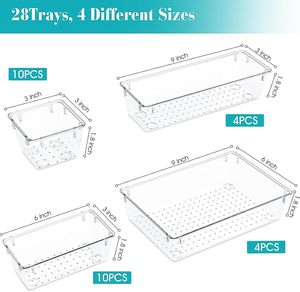 25 PCS Clear Plastic Drawer Organizer Set Eco-Friendly Multifunctional <b>Storage</b> Bins for Makeup Jewelry <b>Shoes</b> Bathroom Kitchen - Product Image 2