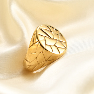 Bague large à motif géométrique 21MM en acier inoxydable, bijoux de mode unisexe, cadeau - Product Image 2