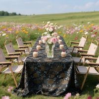 Nappe de table classique rétro à motifs floraux, nappe rectangulaire en tissu jacquard pour décoration de table de jardin, banquet, mariage, festival en plein air