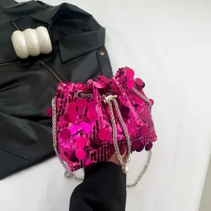 2024 Popular diseño de lentejuelas pequeño Mini cubo bolsos de mano señora diseño bolsos de hombro para niñas mujeres