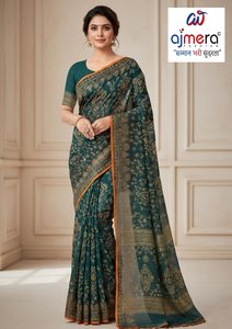 Elegantes Saris de Algodón de Diseño para Mujer, Lujo y Comodidad, Estilo Clásico para Oficina, Fiestas y Eventos, Secado Rápido, Protección Solar - Product Image 2