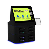 Borne de recharge commerciale pour smartphones à 8 emplacements, avec batterie Li-Polymère 8000 mAh, 60 W, écran tactile et paiement sans contact