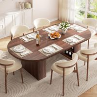 Table à manger ovale extensible SENYU, style moderne et luxueux, en bois noir, base cannelée, écologique, durable, 8 places, meubles de salle à manger