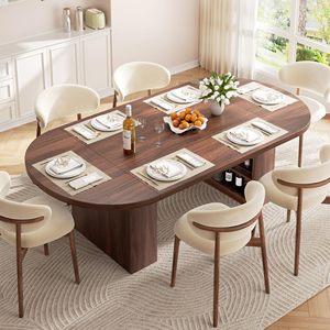 Table à manger rectangulaire extensible en bois noir de luxe moderne avec base cannelée, écologique et durable - Product Image 1