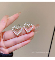 Boucles d'oreilles clips perle douce 2026 – Accessoires de mode simples en or avec perles en forme de cœur pour femme