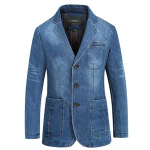 <span class=keywords><strong>Blazer</strong></span> di Jeans da Uomo Nuovo S-4XL, <span class=keywords><strong>Giacca</strong></span> Elegante Vintage in Cotone, Cappotto Blu Denim Slim Fit, Abbigliamento Uomo - Product Image 3