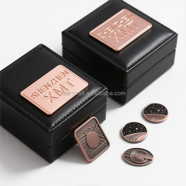 Customized Box Metal Tags Circular Rectangular Stickers Aluminum Tags Embossed Stickers Jewelry Box