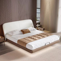 Lit de rangement de luxe en cuir, vente directe usine, taille King, cadre en bois de pin, réglable, durable, écologique, moderne