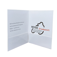 Carpeta de archivos de 2 bolsillos con ranura para tarjeta de visita con logotipo personalizado A3 cartón blanco ecológico impermeable a prueba de aceite presentación