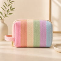 Trousse de Maquillage de Luxe en Toile Tendance, Sac Cosmétique Ouvert, Kit de Maquillage Deluxe Couleur Unie, Logo Personnalisé, Nettoyant Visage Beauté