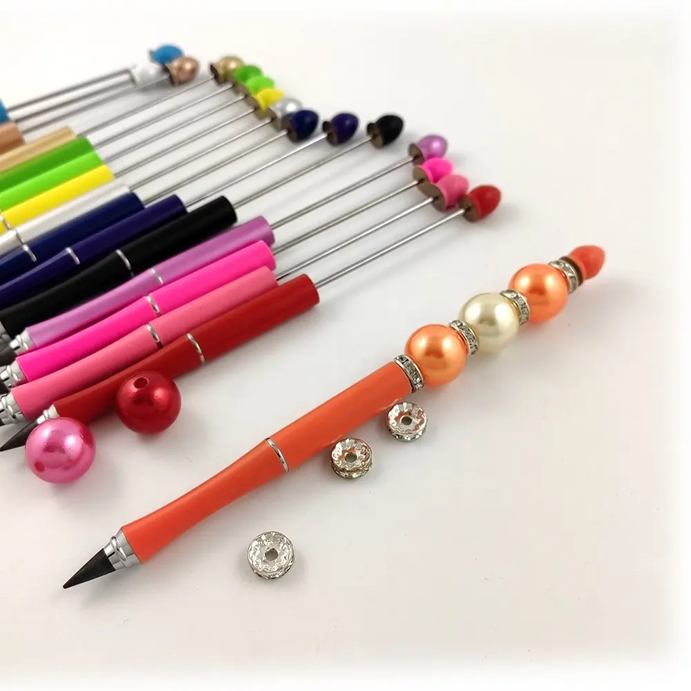 Boncuk boncuklu ebedi mekanik kalemler ekleyin 2mm boş Bar kişiselleştirilmiş DIY sonsuz kless silinebilir beapencil kalem