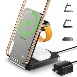 Customize 25W 3-in-1 Aluminum Alloy Wireless Charger Holder Foldable Magnetic Fast <strong>Charging</strong> Station for Phone Smart - Product Image 2