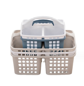 Plastic Shower Caddy Basket with Compartments Cleaning Supplies Organizer with Handle Plastic Storage Divided Basket
