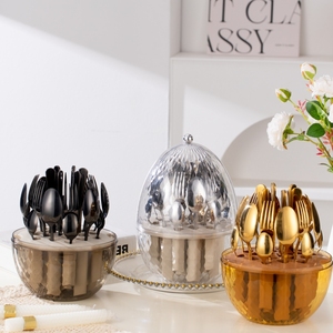 Wedding <strong>Cutlery</strong> Knife Spoon Fork Set, <strong>Egg</strong> <strong>Shape</strong> <strong>Cutlery</strong> Set Stainless Steel Flatware Set with Gift Box - Product Image 5