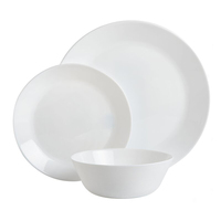 28 pièces de verres d'opale résistants à la chaleur, service de table/service de table en ambre blanche laiteux avec bordure florale, fabrication chinoise