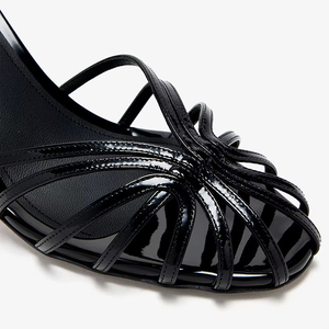 <span class=keywords><strong>Mules</strong></span> à talons bas pour femmes en cuir verni noir <span class=keywords><strong>de</strong></span> <span class=keywords><strong>luxe</strong></span> à bout rond avec logo personnalisé <span class=keywords><strong>de</strong></span> haute qualité - Product Image 2
