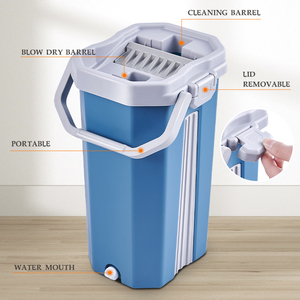 Mopa Giratoria 360° con Mango de Acero Inoxidable, Mopa Plana para Limpieza de Pisos Húmedos y Secos, con Cubeta - Product Image 4