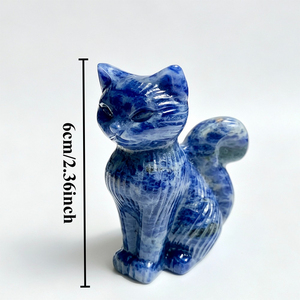 Vente en gros de figurines de chat en cristal naturel, statue de chat en pierre sculptée à la main, décoration de la maison, sculpture d'animaux en cristal, cadeau - Product Image 2