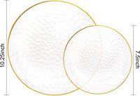 Assiettes de table en plastique doré martelé, robustes, avec bord doré, jetables, pour mariages, fêtes et événements