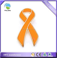 Broche en métal rouge, orange et gris avec ruban, épinglette émaillée de sensibilisation au SIDA, badge souvenir caritatif avec fermoir papillon
