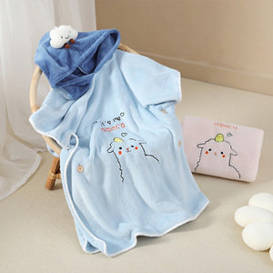 Serviette de Bain <span class=keywords><strong>Poncho</strong></span> à Capuche pour Enfants en <span class=keywords><strong>Polaire</strong></span> Corail et Microfibre, Grande Taille, Portable, en Peluche, Vente en Gros à Prix Abordable - Product Image 1