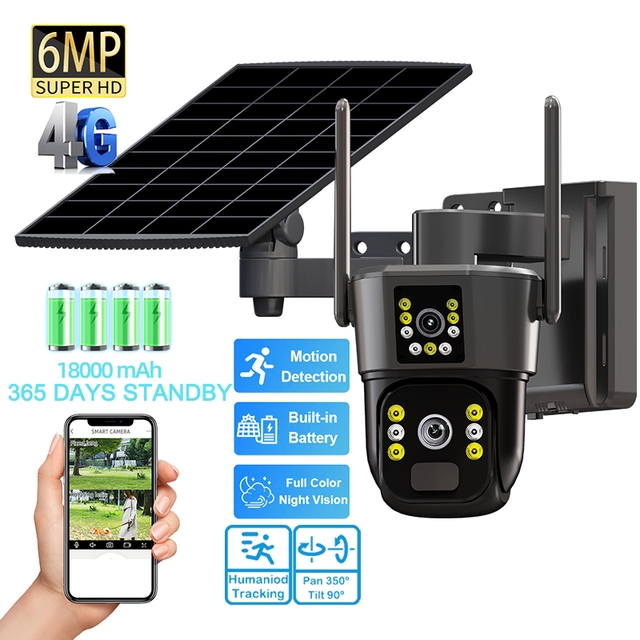 4G Solar Outdoor Camera 360 Home IP Surveillance CCTV Kit Wireless Security Action System Dome Network Wifi Ptz Sim Card Camera