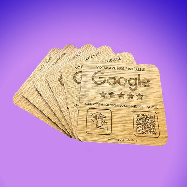 Programmable Wooden NFC Access Control Card for Restaurants Google Review Card with 213 215 216 Reviews