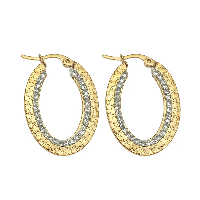 gold jewelry luxury jewelry small hoop korean fashion marble moissanite studs custom dropping 2022 Oval flattened Diamond