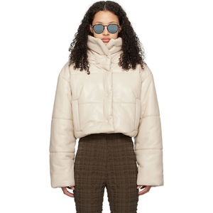 Veste matelassée en cuir pour <span class=keywords><strong>femme</strong></span> de haute qualité Fabricants de vêtements Manteau d'hiver avec logo personnalisé Veste en duvet pour femmes - Product Image 5