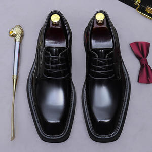 Chaussures en cuir Oxford pour hommes de haute qualité en cuir véritable à la mode poli imprimé au Laser rétro polyvalent élégant respirant - Product Image 4