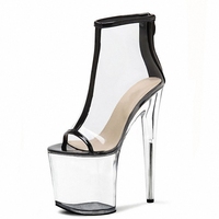 Chaussures à talons hauts de 20 cm pour travestis, plateforme, danse de strip-tease, fétiche gothique, costume de rituel complet, sexy, reine, grande taille, femme, bout ouvert, scène
