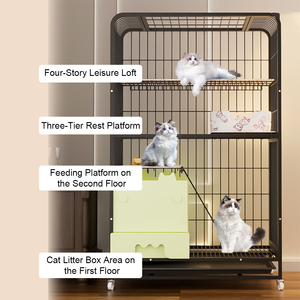 <span class=keywords><strong>Cage</strong></span> anti-éclaboussures pour chat avec bac à litière intégré, villa mobile multi-niveaux pour chat, pour utilisation en intérieur - Product Image 5