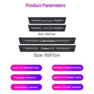 4PCS Autocollants anti-coup <span class=keywords><strong>de</strong></span> pied pour <span class=keywords><strong>seuil</strong></span> <span class=keywords><strong>de</strong></span> <span class=keywords><strong>porte</strong></span> <span class=keywords><strong>de</strong></span> voiture 3D Carbon Fiber DIY Paste Protector Strip Car - Product Image 6