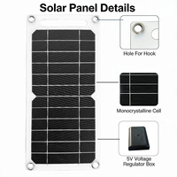 Mini panneau solaire 6W 300x145mm, chargeur solaire USB extérieur pour téléphones portables, panneau photovoltaïque portable