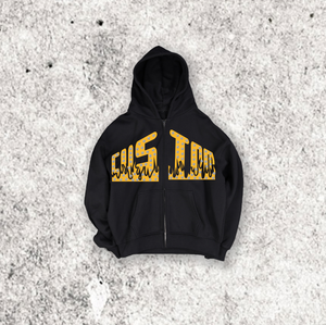 Logo personnalisé imprimé brodé solide 420 grammes sweats à capuche zippés haute qualité coton lourd style à la mode surdimensionné - Product Image 4