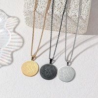 Amuletos La Ilaha Ila Allah, Shahada, Joyería Islámica Musulmana, Collar con Colgante de Acero Inoxidable Chapado en Oro, Eid Ramadán