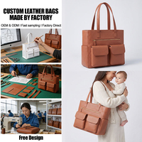 Sac fourre-tout personnalisé pour bébé en cuir véritable, sacs d'organisation de maternité avec poche avant, sac à main de voyage pour maman, sac d'allaitement, fabricant sur mesure