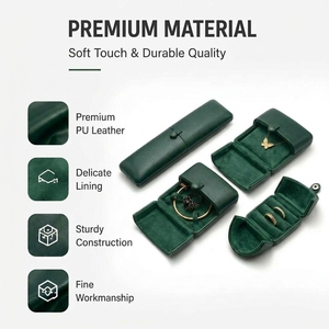 Emballage cadeau pour bijoux, petite boîte à bijoux en cuir de luxe pour bague, bracelet, collier, pendentif, avec sac en papier - Product Image 2