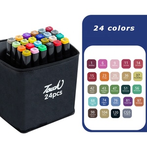 ปากกามาร์คเกอร์แอลกอฮอล์แบบหัวคู่ 24 สี ขายส่ง, ปากกาเขียนแบบหัวใหญ่และหัวเล็ก พร้อมกระเป๋าผ้าแคนวาส, อุปกรณ์วาดภาพสำหรับนักเรียน วาดอนิเมะ มังงะ - Product Image 6
