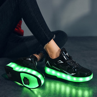 Chaussures à roulettes rétractables lumineuses à LED pour garçons et filles, baskets à roulettes avec roues amovibles, chaussures à roulettes pour enfants
