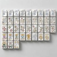 Set Mahjong Amerika Mewah Terinspirasi Mutiara 2026, 160 Ubin Akrilik dengan Tatah Permata dan Desain Metalik untuk Hiburan Poker