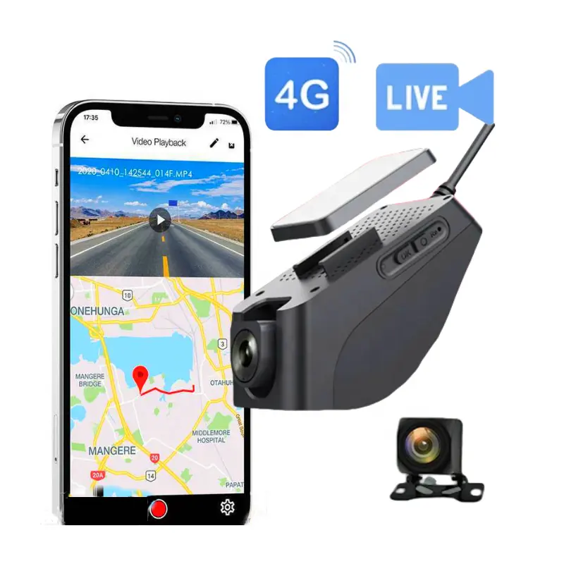 JX19-Caméra de bord 4G pour véhicule, suivi GPS, double objectif, face à l'avant et à la cabine, caméra vidéo HD DVR 1080P