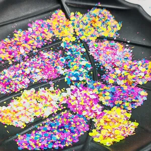 NEON Matte 12 Colors Solvent Resistant Chunky Glitter Mix Hexagon Flake Shape <b>Sequin</b> for DIY Gel Nail <b>Art</b> Polish,Face,Body,Slime - Product Image 3