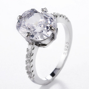 Elegant Oval Lab Grown Diamond Copper Ring for Women Silver Color Bridal Engagement Fashion Jewelry - Product Image 4