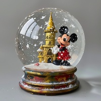 Globe à eau de Noël en résine avec animaux, ornement de maison, statue de globe à neige en verre, souvenirs, cadeau en résine