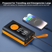 Compresseur d'air pour gonflage de pneus |   Pompe à pneus numérique portable en ABS 4000 mAh 150 PSI avec arrêt automatique, chargeur Type-C et lumière d'urgence pour