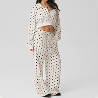 Nouvel ensemble de survêtement décontracté 2 pièces à pois pour femme avec poches latérales, demi-zip, coupe ample, idéal pour le yoga et le sport
