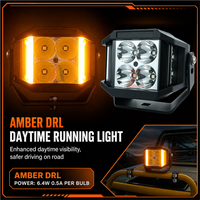 Projecteur LED extérieur carré de 4 pouces, étanche IP67, ambre, DRL, 12V 24V, 270° °   Laser latéral pour pare-chocs avant de 4x4 tout-terrain