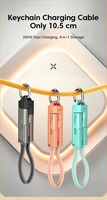 Câble de charge rapide portable 240W 4 en 1 avec porte-clés, type C, alliage d'aluminium, chargeur portable multifonction